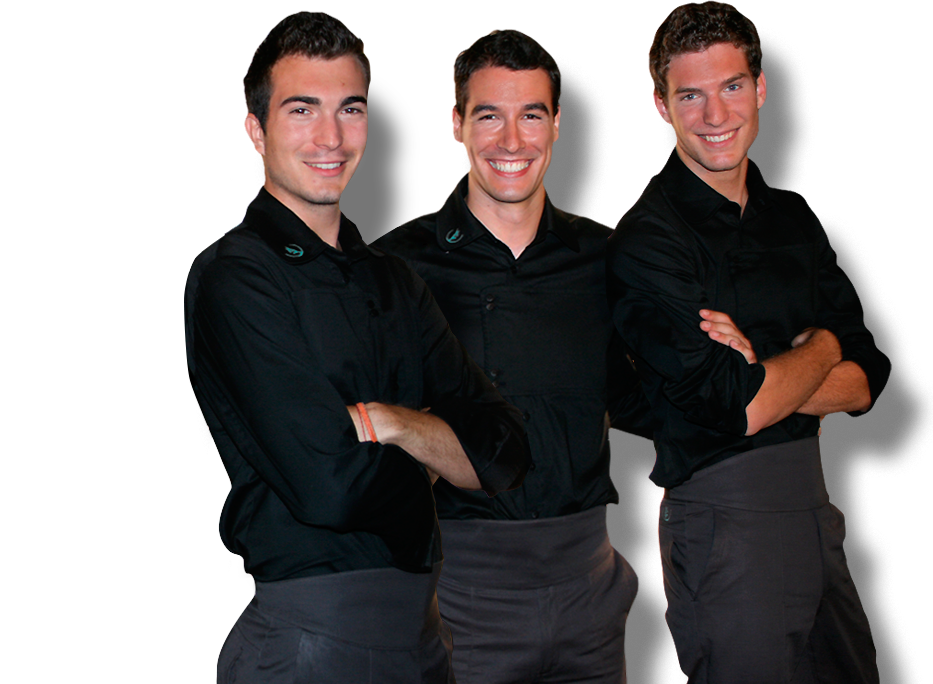 chicos vestidos de negro sin fondo